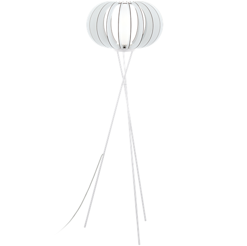 Stellato 2 gulvlampe i Hvid træ og Hvid metal med Hvid glasskærm, med fodafbryder, MAX 60W E27, diameter 50 cm, højde 159 cm.